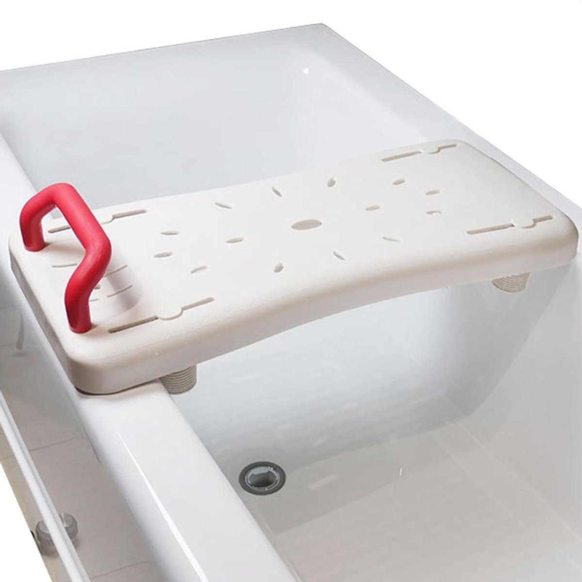 Badbank met Handvat - Douchestoel Badplank - Veilig Baden - Antislip Pootontwerp - 70 x 31 x 13.5 cm - Wit