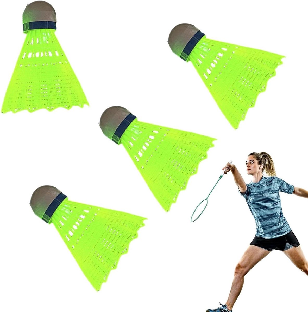 Verenballen - Badminton ballen - Avondspel - Met verlichting - 4 stuks - Glow-in-the-dark