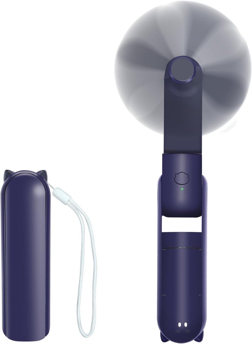SnelShoppen - Draagbare Handventilator Met 3 Snelheden, USB Oplaadbaar, Opvouwbaar, Reisventilator Met Powerbank, Desktop Ventilator Met Sleutelkoord