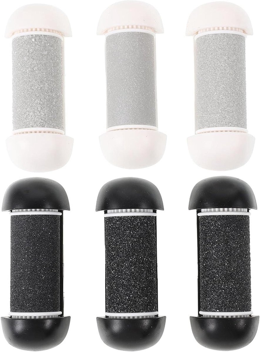 Vervangende rollers - Pedicure koppen - Eelt verwijderen - Drie grofheden - 6 stuks - Diverse kleuren