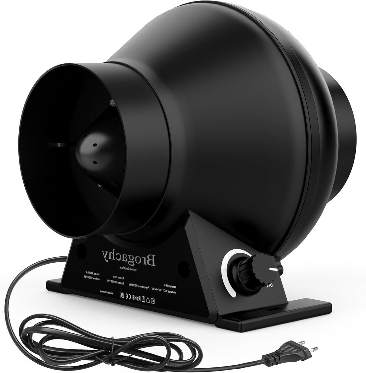 Buisventilator - Afzuigventilator Ventilator - Luchtcirculatie Verbeteren - Instelbare Snelheid - 100 mm - Zwart