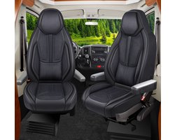 Premium Camper stoelhoezen voor Eura Mobil Profila T WDS3 in Zwart (2 losse stoelen)