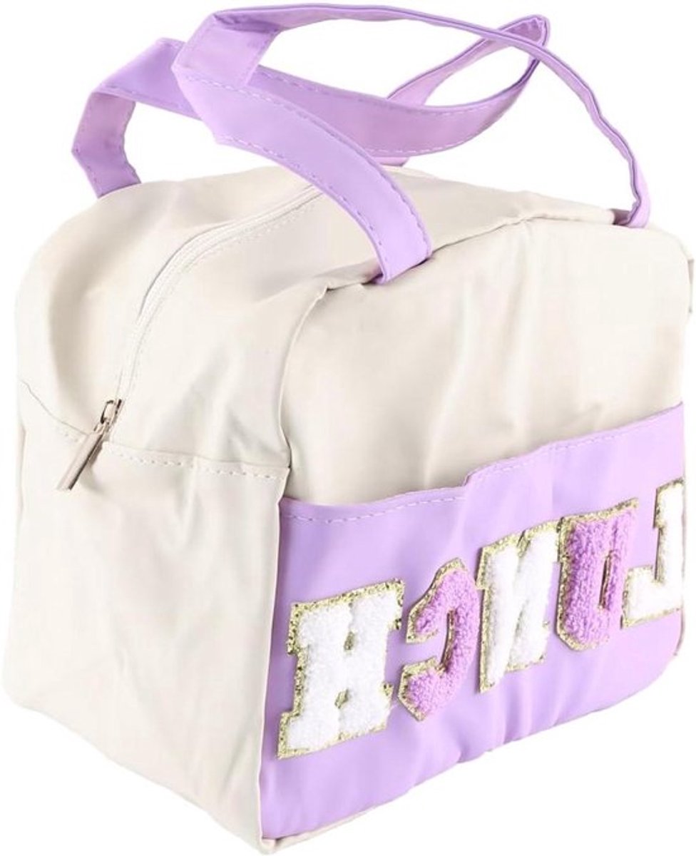 - Geïsoleerde lunchtas - Dames lunchbox - Herbruikbaar - Lekvrij - Draagbaar - PU-leer - Violet - Geschikt voor kantoorwerk - Klein formaat