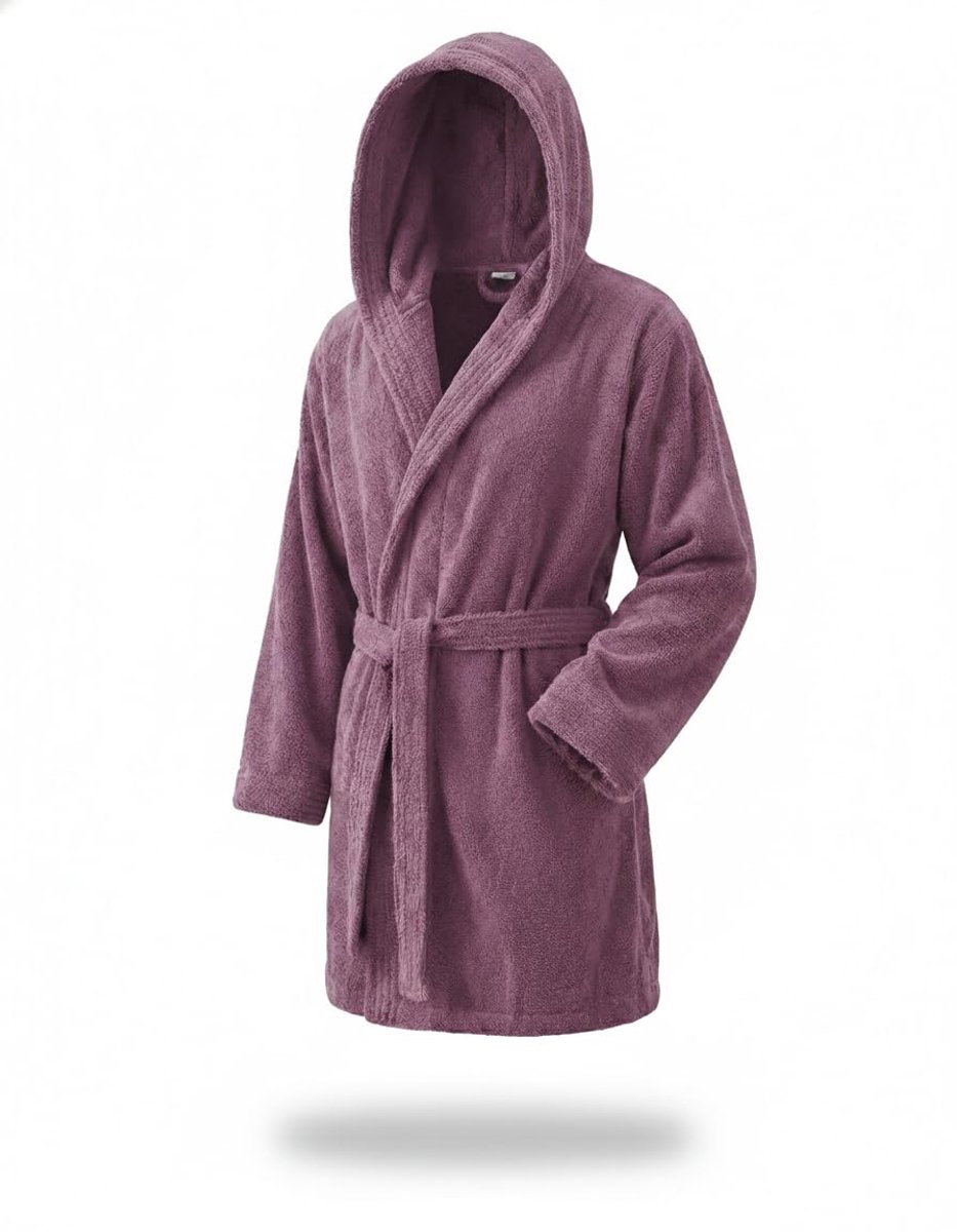 SnelShoppen - Elegante Badjas voor Dames en Heren, 100% Katoen, 500 g/m², Zacht en Absorberend, Met of Zonder Capuchon, Lila, XL voor Douche, Spa en Z