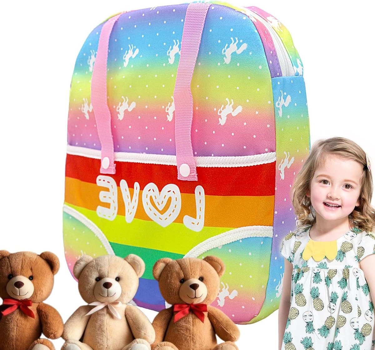 Babydrager Speelgoed - Draagdoek Poppen - Fantasierijk Spel - Verstelbare Banden - 30-45 cm - Regenboog