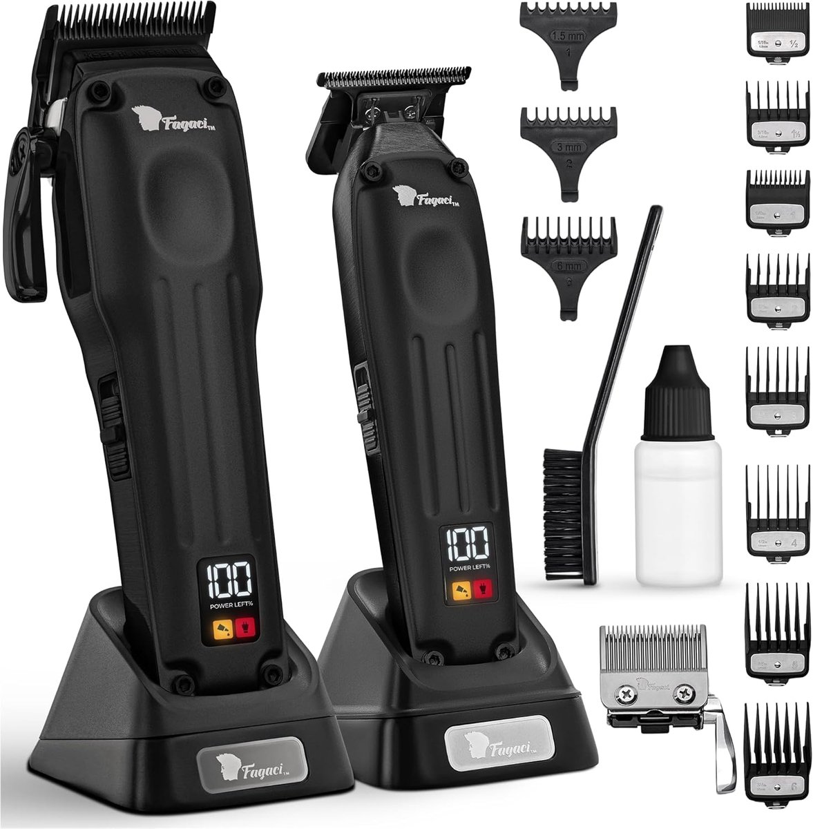 SnelShoppen - Professionele Tondeuse voor Mannen met Borstelloze Motor, Draadloze Haarknipset, 5X Langere Scherpte, Kappers Tondeuse en Trimmer Set vo