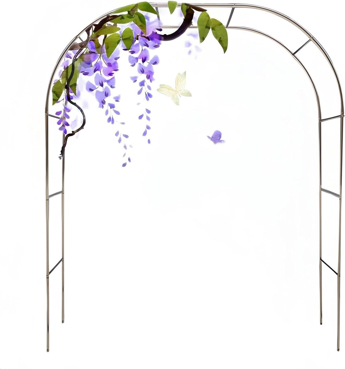 Tuinboog Metaal - Klimplantrek Pergola - Tuindecoratie - Roestvrij Staal - 280 x 240 cm - Zilver