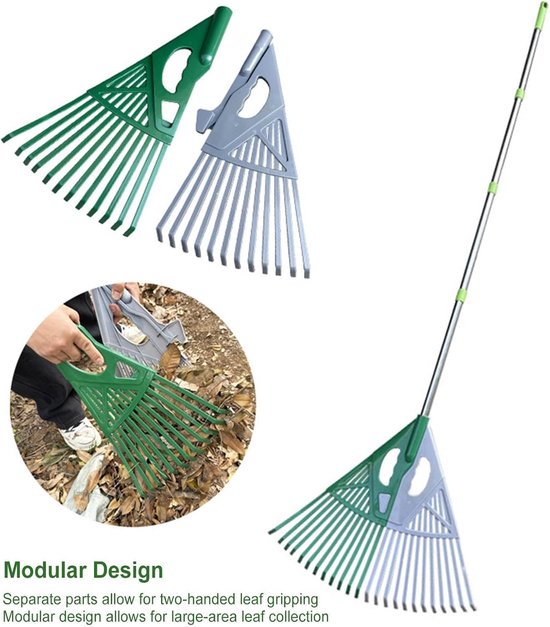 Bladhark Brede Grijper - Tuinhark Grasvanger - Gazon Onderhoud - Ergonomische Gebogen Steel - 28 cm Breed - A — afbeelding 5