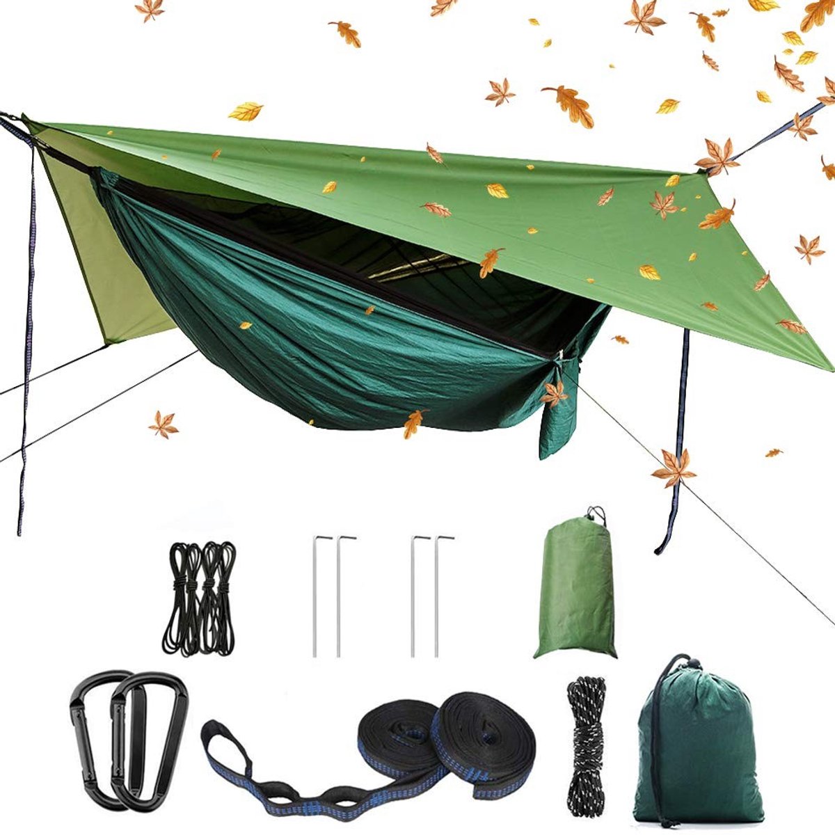 Dailygoods - Draagbare Camping Hammock Set met Mosquito Net en Regenzeil - Ideaal voor Buiten