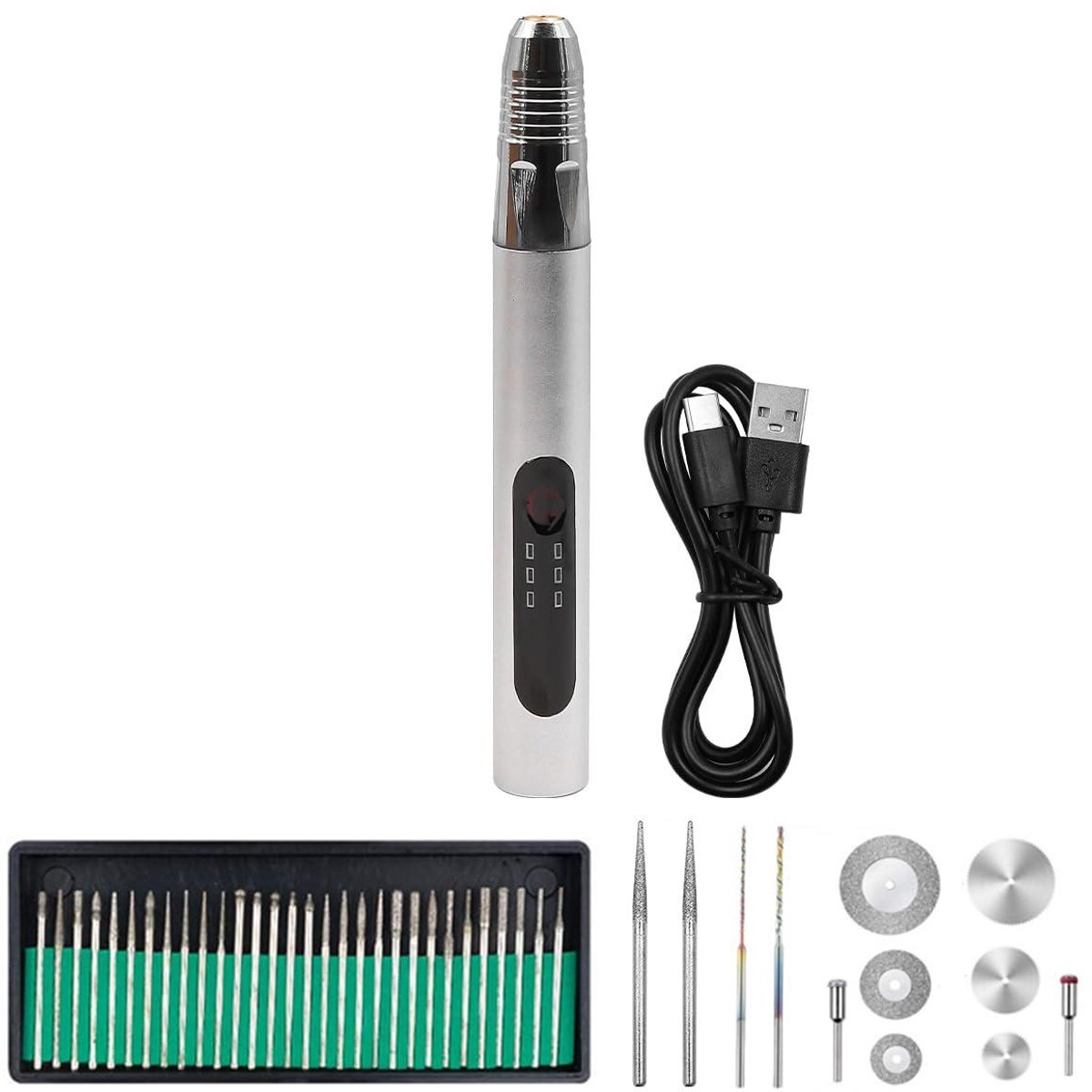 Elektrische Graveerset - Graveerpen Gereedschap - Sieraden Bewerken - Draadloos USB Oplaadbaar - 3 Snelheden 20.000 RPM - Metaal