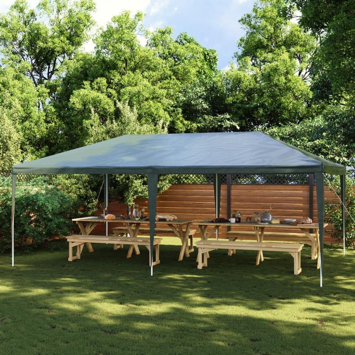Partytent - Feesttent Tuinpaviljoen - Buitenfeesten Organiseren - UV- en Waterbestendig - 4 x 6 meter - Groen