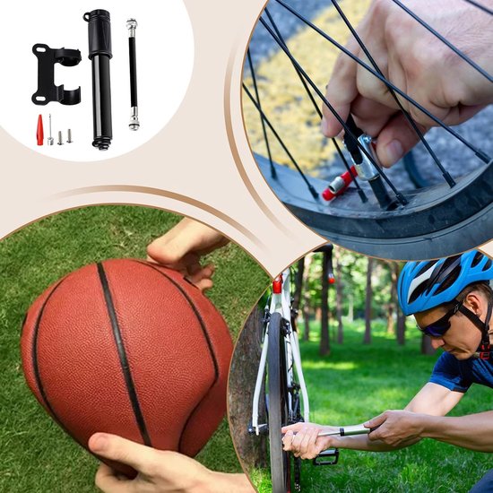 Fiets Frame Pomp - Bandenpomp Opblaasgereedschap - Banden Snel Oppompen - Duurzame Aluminium Constructie - 20 cm - Zilver — afbeelding 3