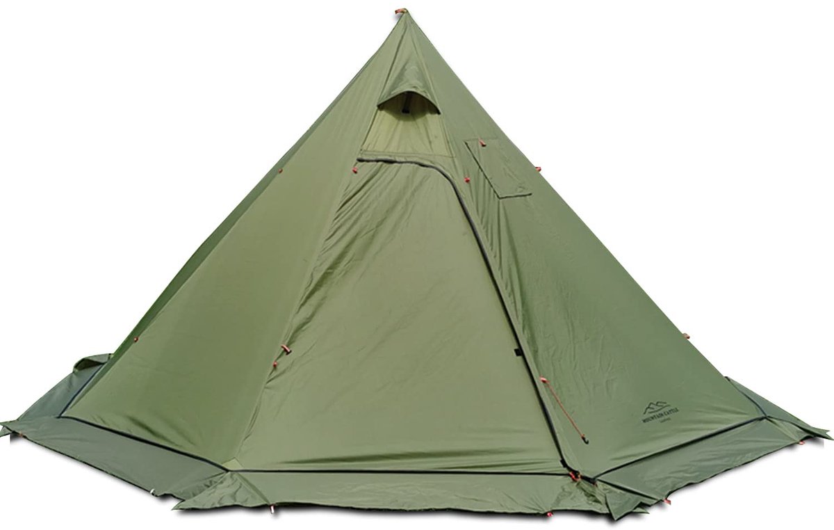 SnelShoppen - Lichtgewicht Tipi Hot Tent voor 2-4 Personen met Kacheljack - Ultralight Camping Tent voor Familie Team Backpacken Wandelen - Olijfkleur