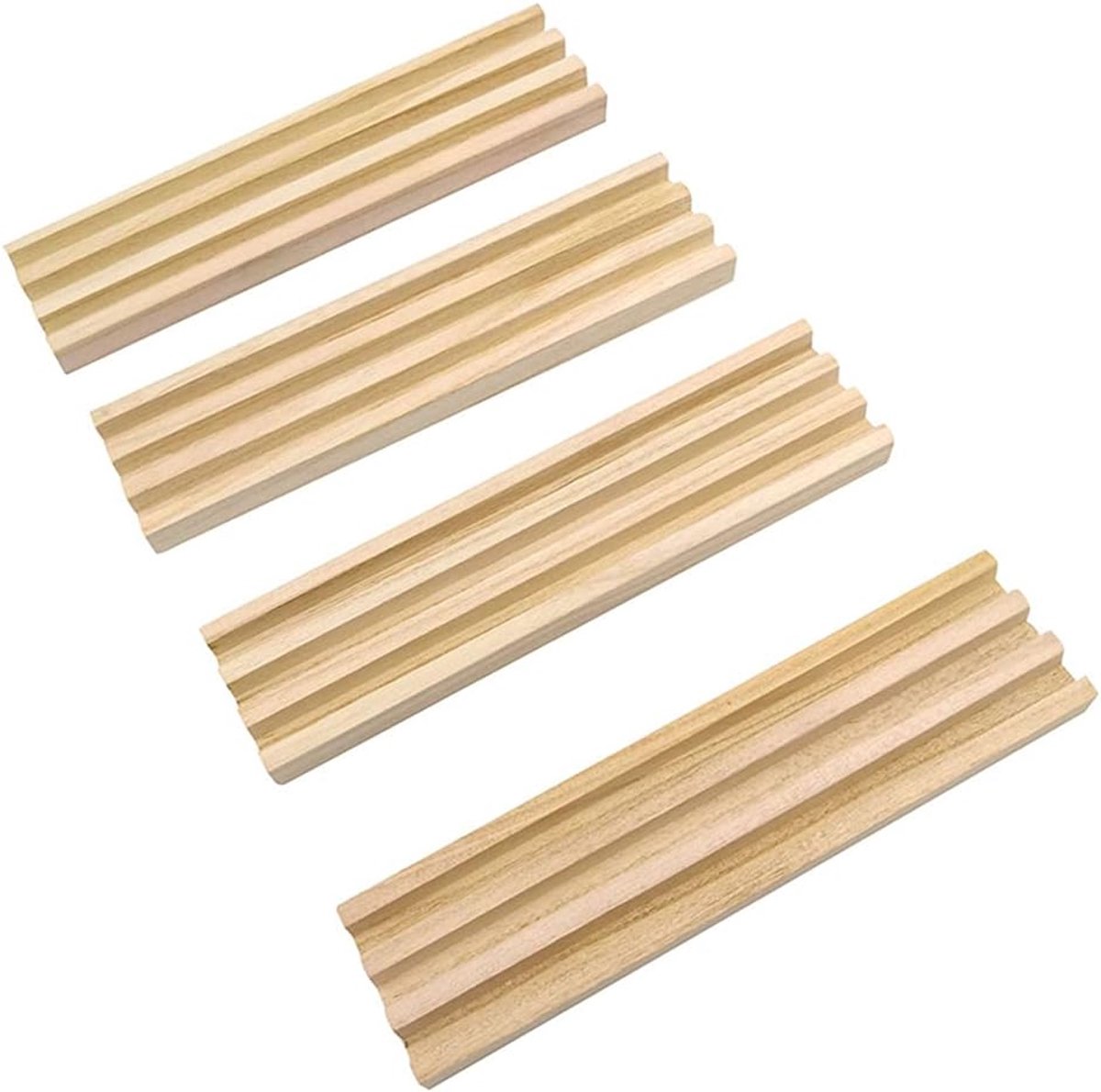 Houten Dienbladhouders - Dominospellen Houders - Gezellig Spelen - 3 Schuine Sleuven - 4 stuks - Multicolor — cadeau in Spellen & Speelgoed - foto 3