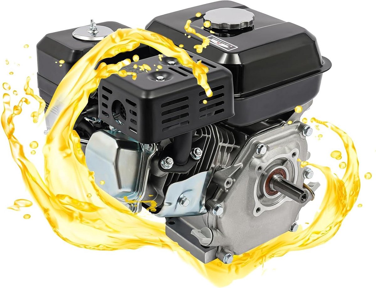 Benzinemotor 4-takt - Motorblok Vervanging - Machines Aandrijven - Staande As - 75 pk 212 cc - Zwart