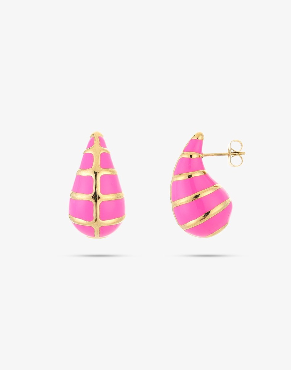 Druppel Oorbel Roze - 2cm - Stainless Steel - Glow Adora