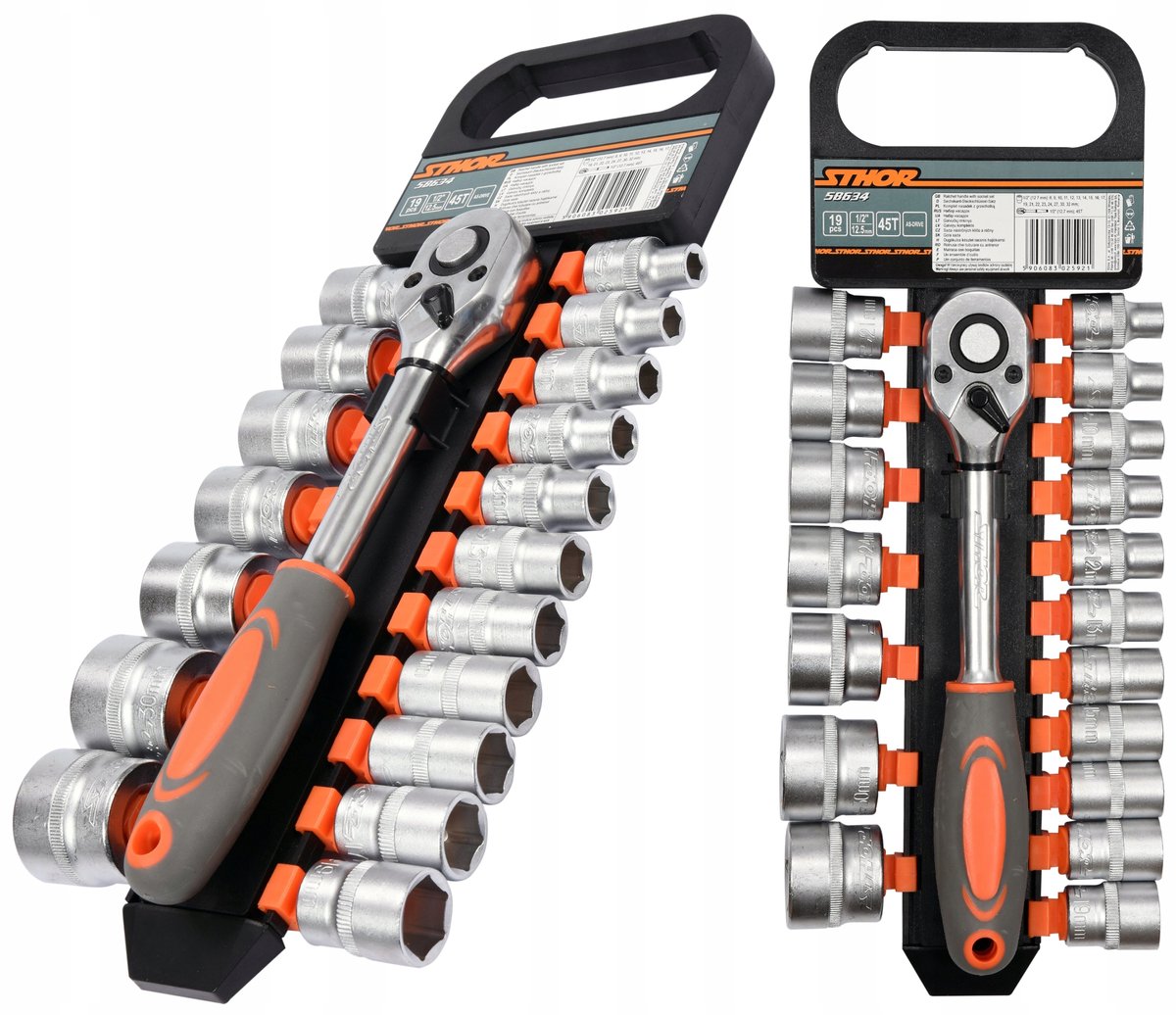 Sthor Dopslagdoppen Set met Ratel 1/2'' 45T 19 Delen