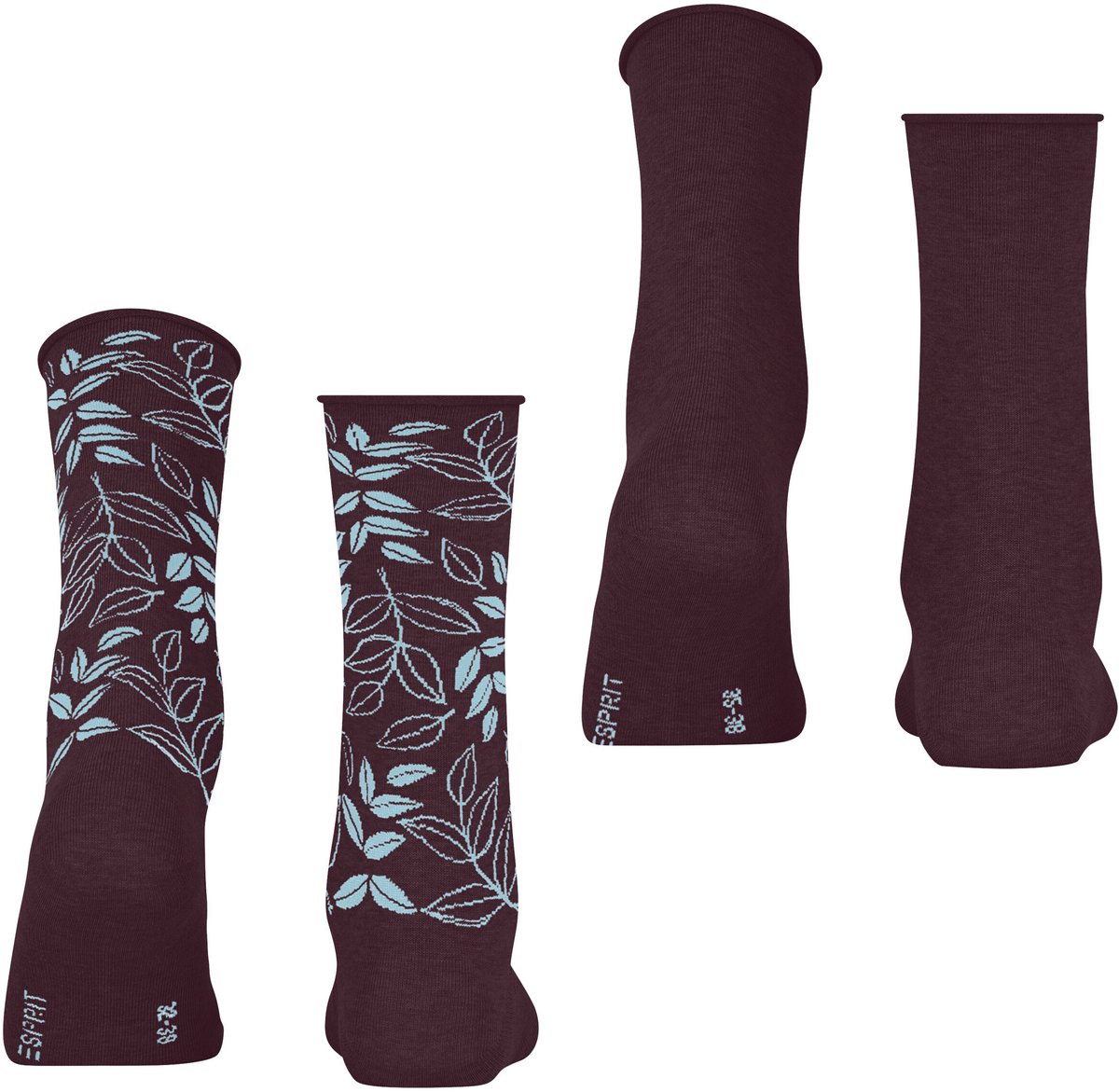Esprit Frosted Garden 2 Pack gedessineerd katoen multipack sokken dames rood - maat 35-38