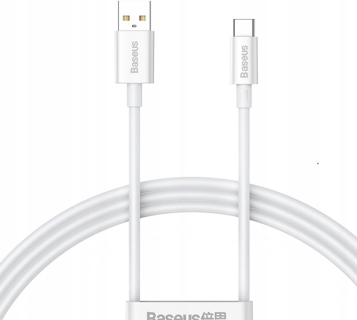 Baseus USB-A naar USB-C Kabel 100W 6A Snel Opladen 1m Wit