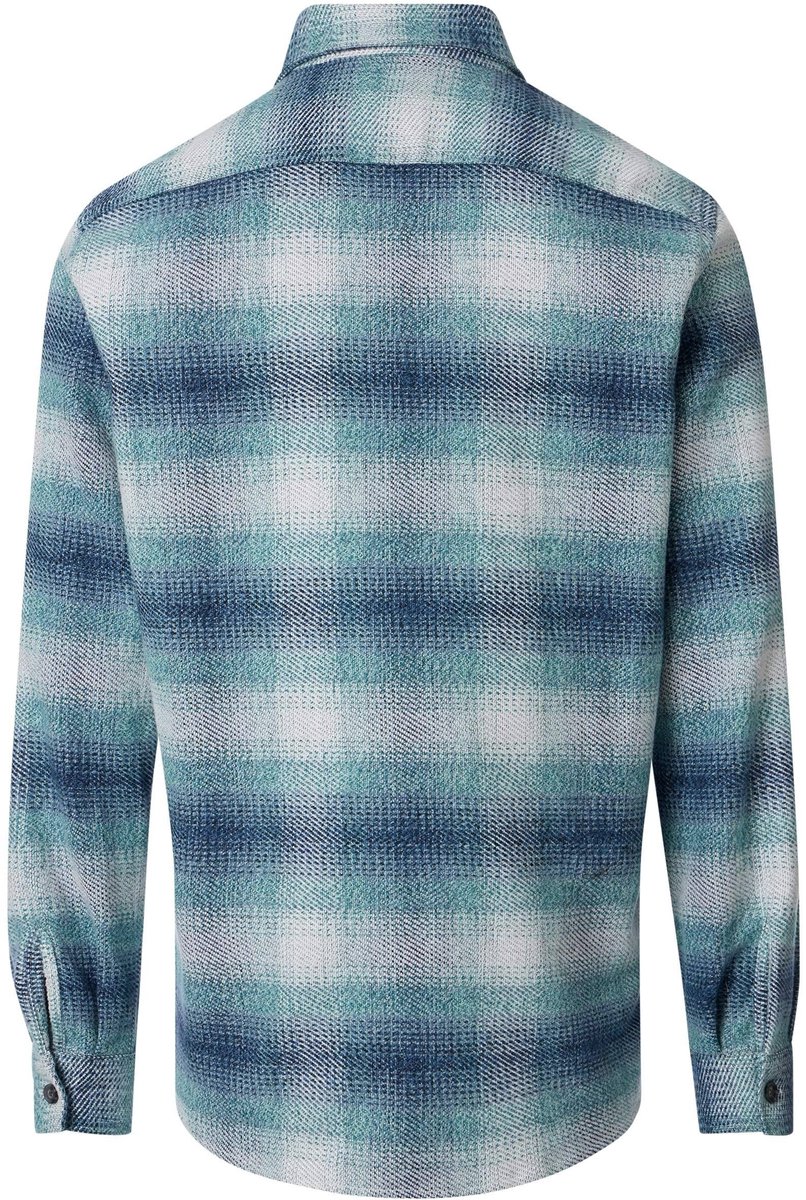CASA MODA comfort fit overshirt - blauw met turquoise en wit geruit