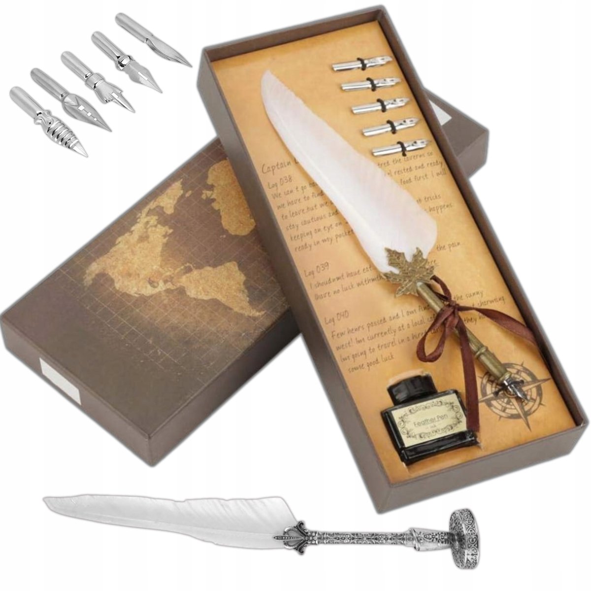 Merkloos Vintage Schrijftoestel Set met Inkt - Elegante Kaligrafie Pen