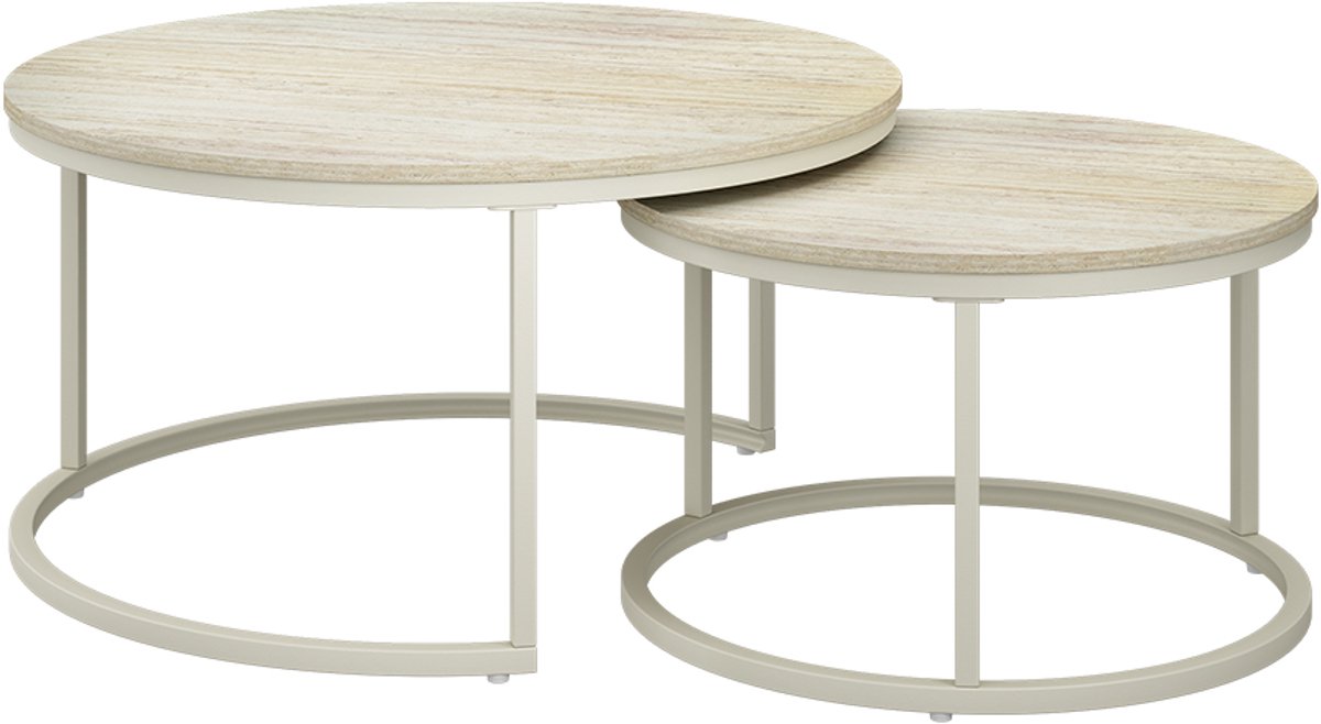 Vicco Salontafel set Montreal, Travertijn/Kasjmier, 77 x 77 cm