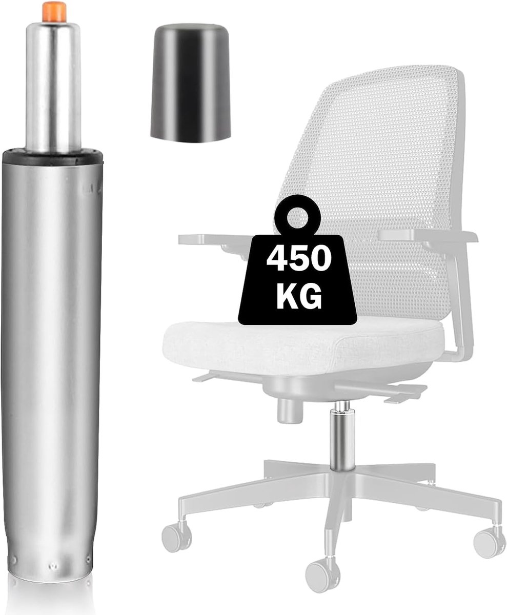 Bureaustoel 450 kg - lengte 300 mm - 450 mm - gasdrukdemper voor draaistoelen, in hoogte verstelbare gasveer, reserveonderdelen voor bureaustoel, kruk, managersstoel, zilver