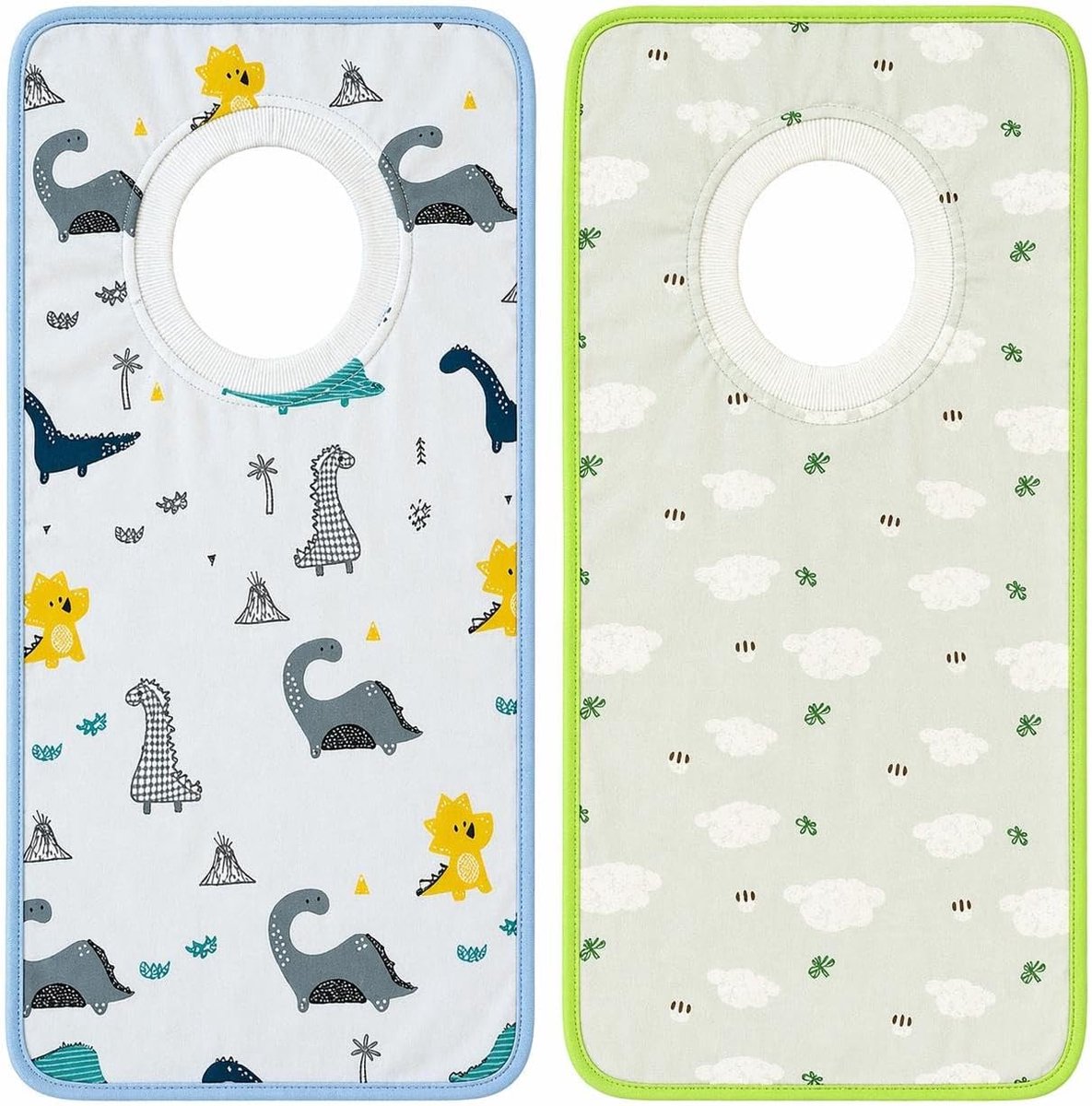 - Grote slabbetjes voor baby's en kleuterschool, 100% katoen, comfortabel en zacht, elastische kraag, gemakkelijk aan te trekken, opbergzak, hypoallergeen, Veelkleurig 3, Eén maat