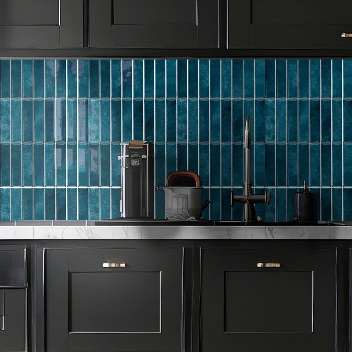 10 vellen 30,5x30,5 cm blauwe Subway 3D zelfklevende muurtegelstickers, afneembaar en op te plakken, zelfklevende waterdichte splashback, plak op tegelsticker voor keuken, badkamer, muur