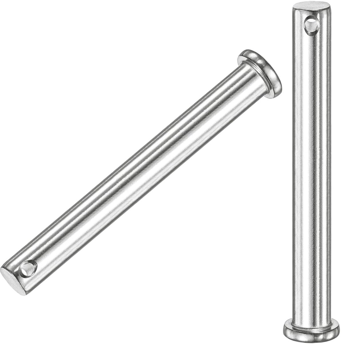 2 stuks vorkpennen met één gat, M10 x 90 mm, platte koppennen van roestvrij staal 304 voor mechanische verbindingen/vaste onderdelen