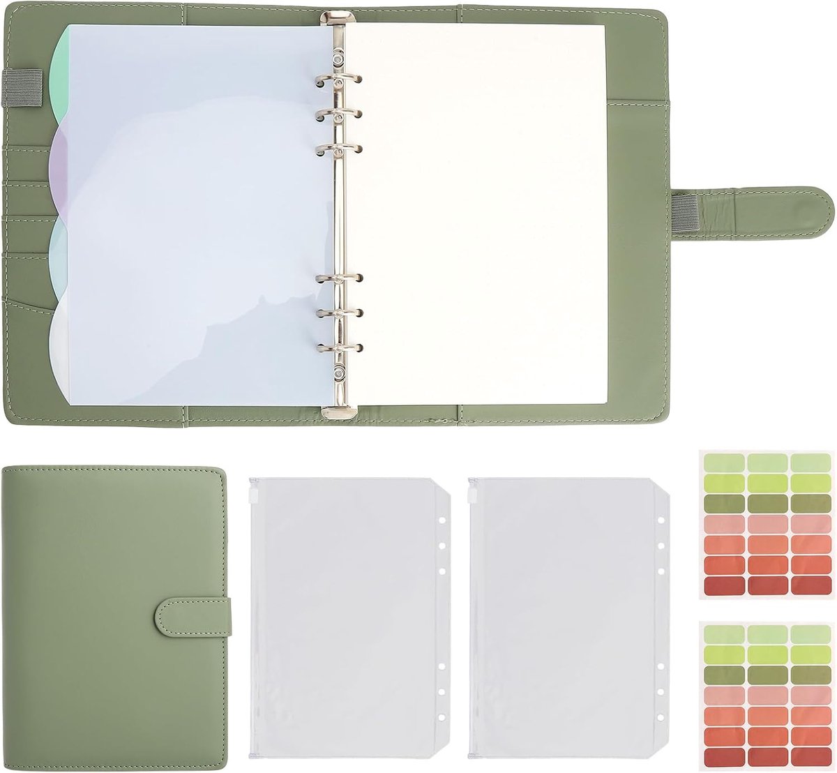 A5, ringband, navulbaar: 150 vellen, navulpapier | Binder A5 budgetplanner met bindvakken, scheidingsbladen voor schoolnotities, dagboek, schetsen, schilderen en reisdagboek