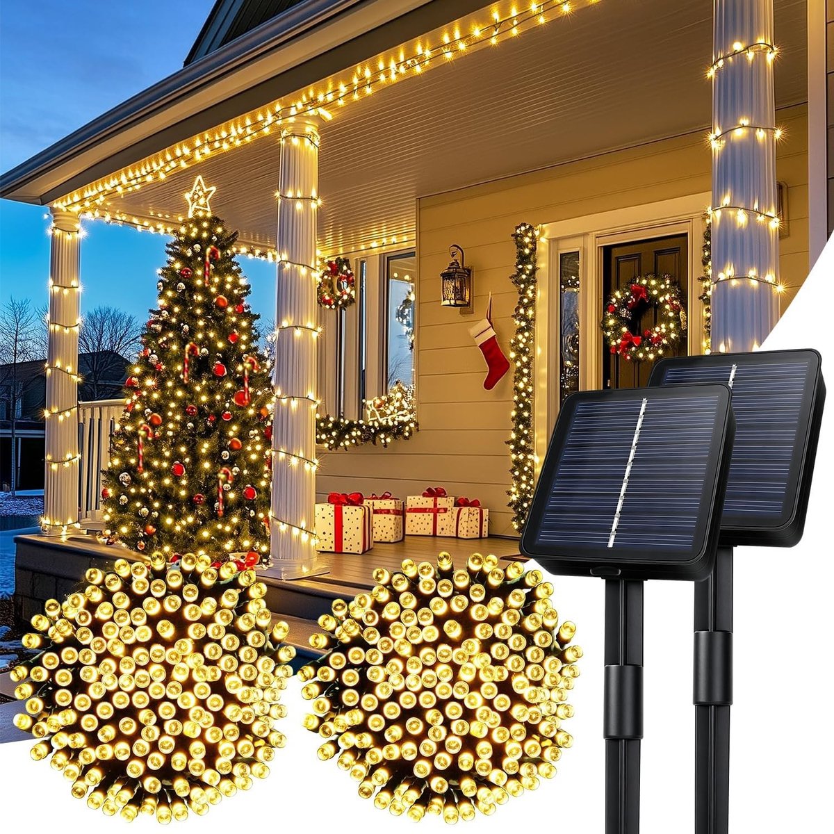 Lichtsnoer op zonne-energie - Weerbestendig - 10 m - 100 LEDs met 8 Modus - Voor Buiten, Tuin en Terras