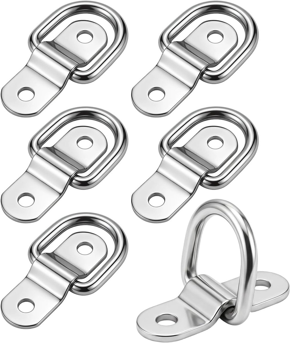 6 Stuks Roestvrij Stalen D-Ring Sjorogen voor Bevestiging | Robuuste Hanger voor Lading, Aanhangwagens en Hangmatten