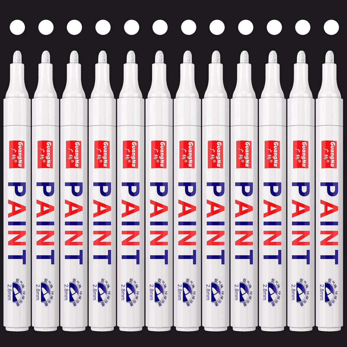 SolidKeus - Set van 12 Witte Permanente Verfmarkers op Oliebasis