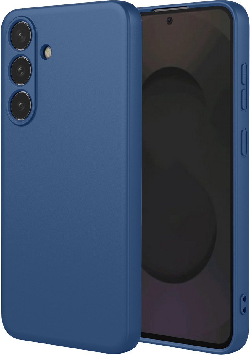 MobyDefend Hoesje - Geschikt voor Samsung Galaxy S25 FE / S26 FE - Matte Siliconen Backcover - Blauw