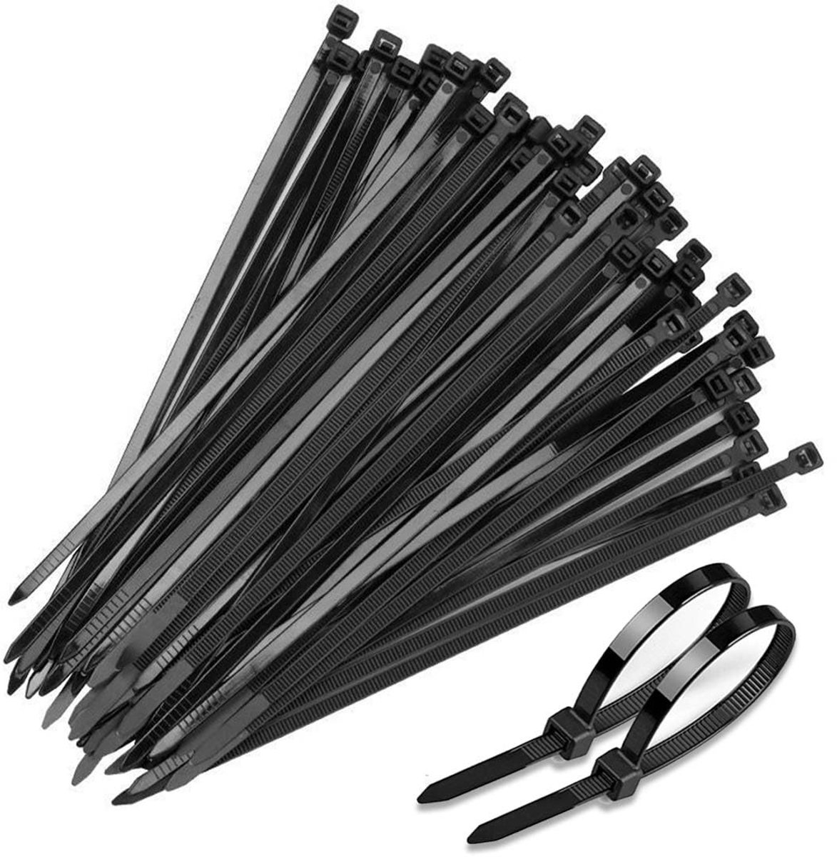 SolidKeus - Set van 100 Plastic Kabelbinders 200 x 4 mm Zwart voor Binnen en Buiten