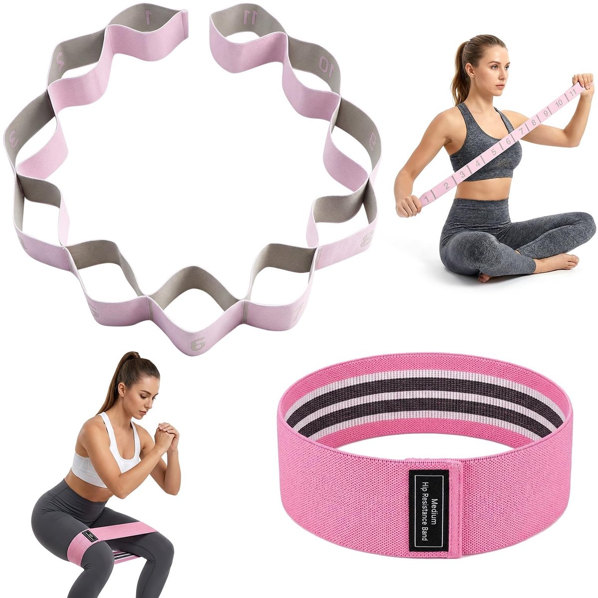 SolidKeus - Yoga Stretchband met 11 Gespen