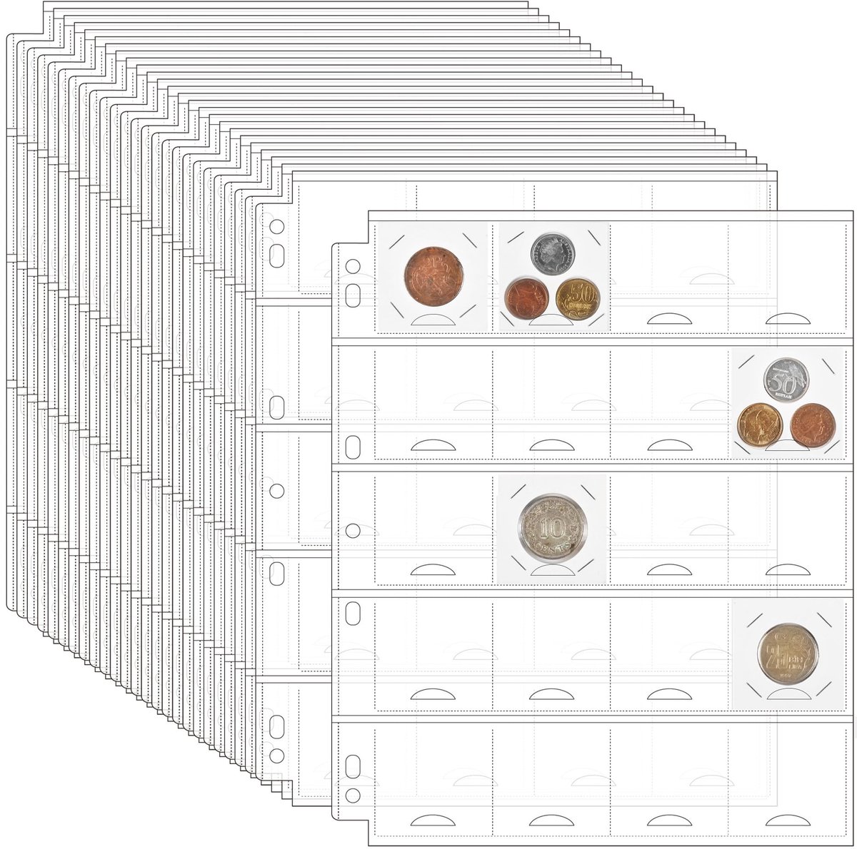 SolidKeus - Coin Pocket Pages voor Muntenverzameling (25 Stuks)
