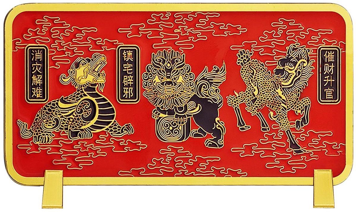 SolidKeus - Feng Shui Plaque met Pi Yao Beelden voor Geluk