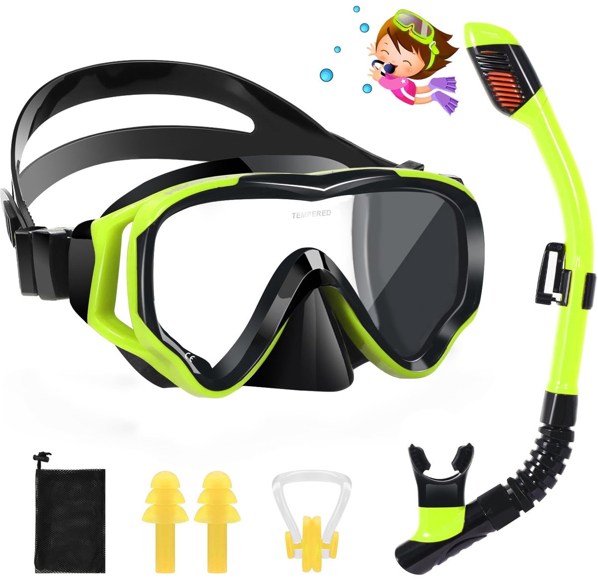 SolidKeus - Duikbril en Snorkelset voor Kinderen 4-16 Jaar met Anti-Fog en Verstelbare Band