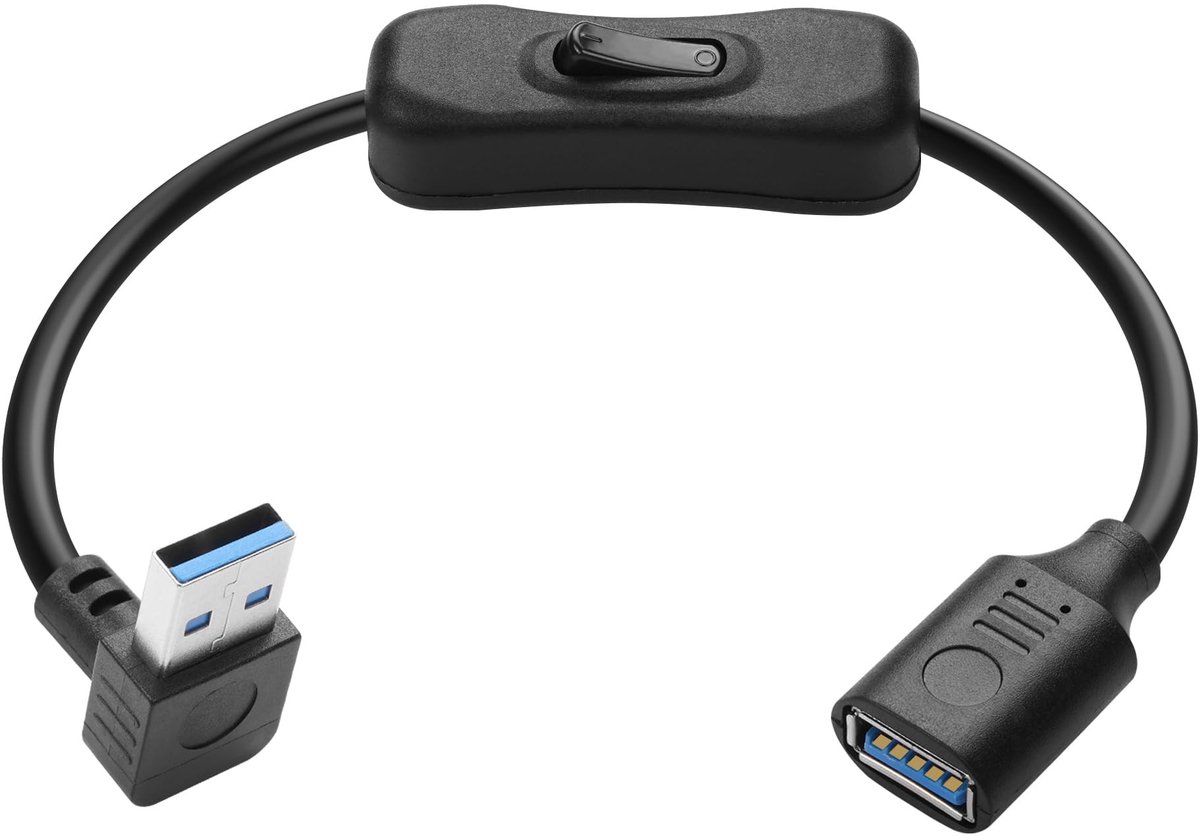 SolidKeus - USB 3.0 Verlengkabel met Schakelaar en 90 Graden Hoek