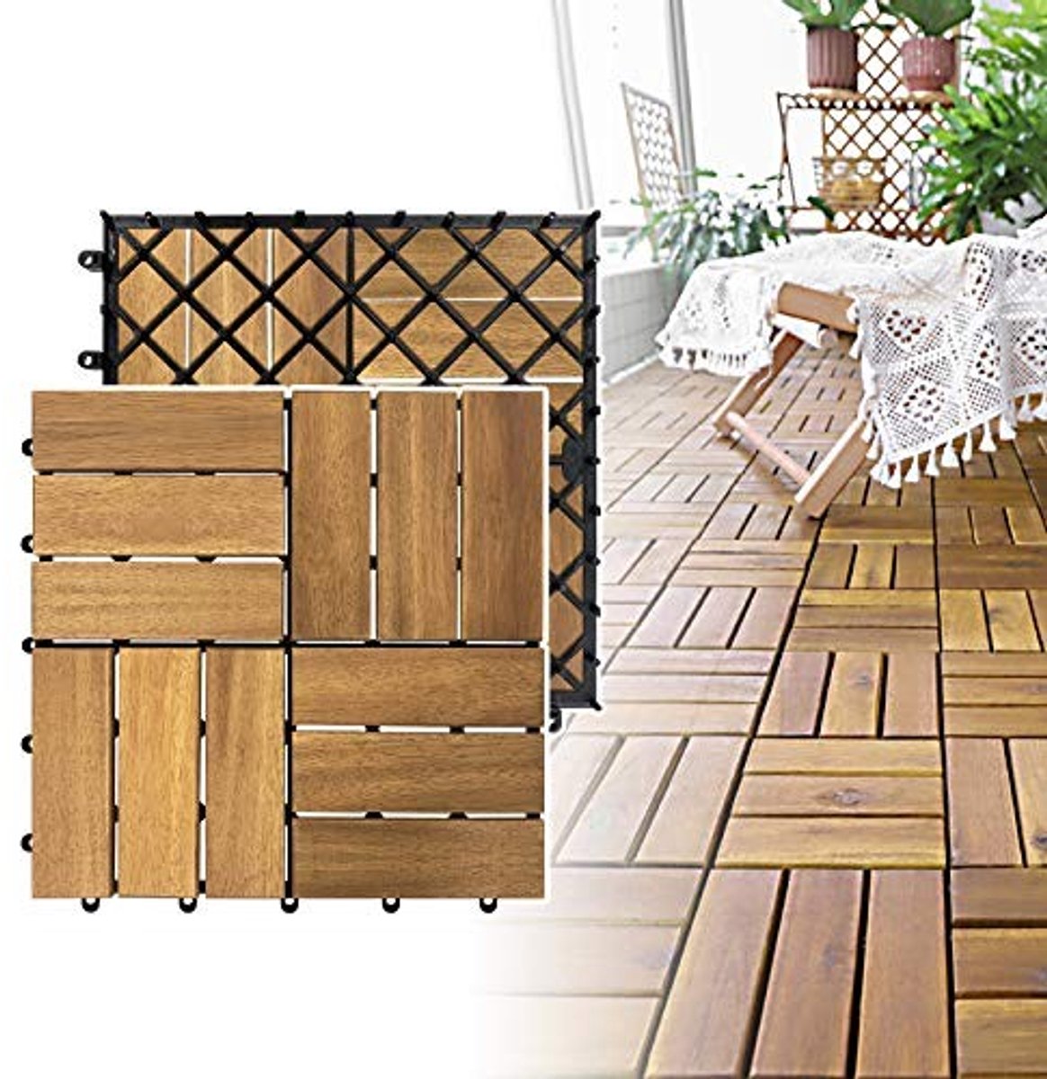 SolidKeus - Weerbestendige Houten Tegels voor Balkon 30x30 cm
