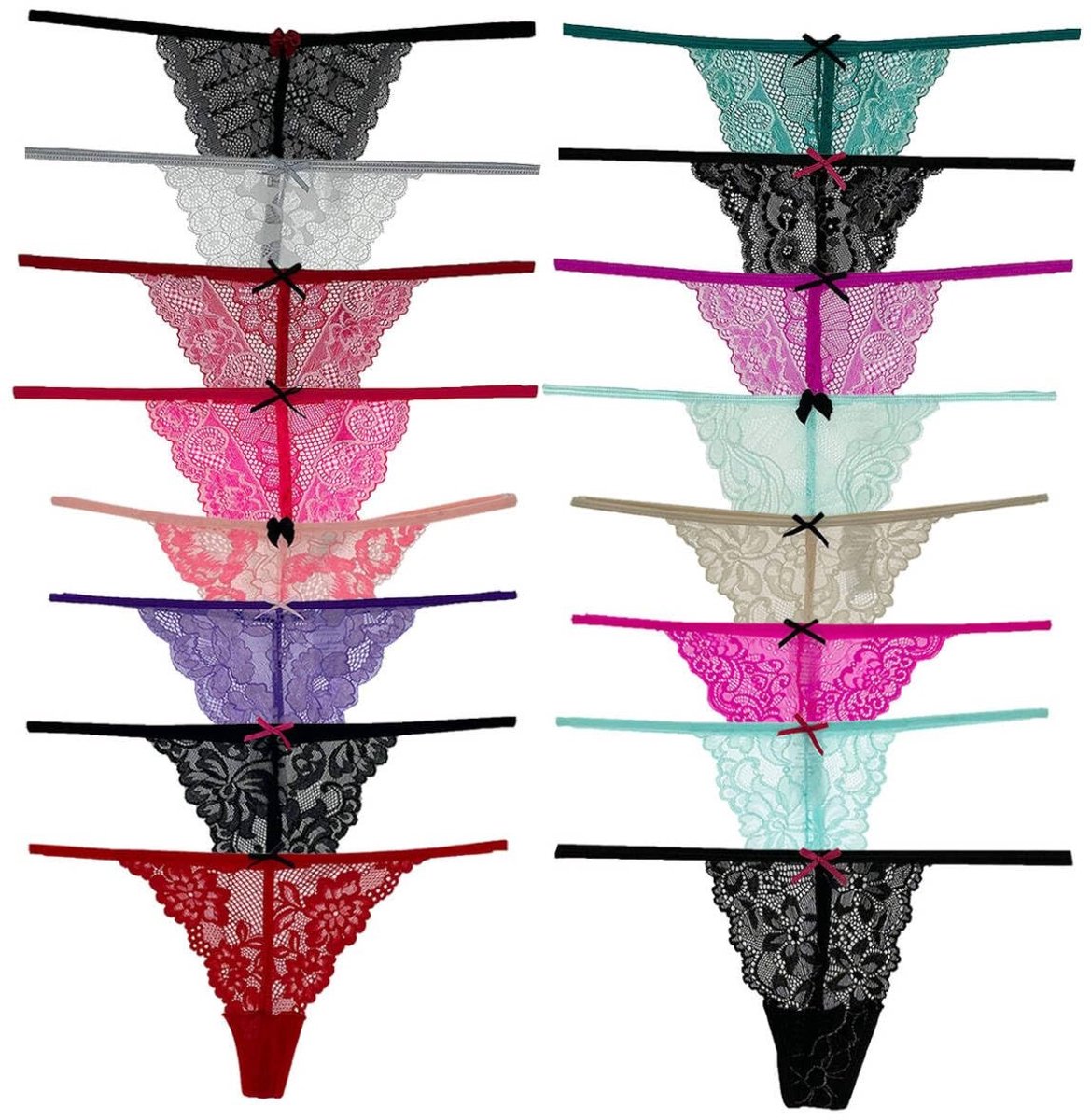 SolidKeus - Set van 6 Lace Thongs voor Vrouwen, Sexy Ondergoed