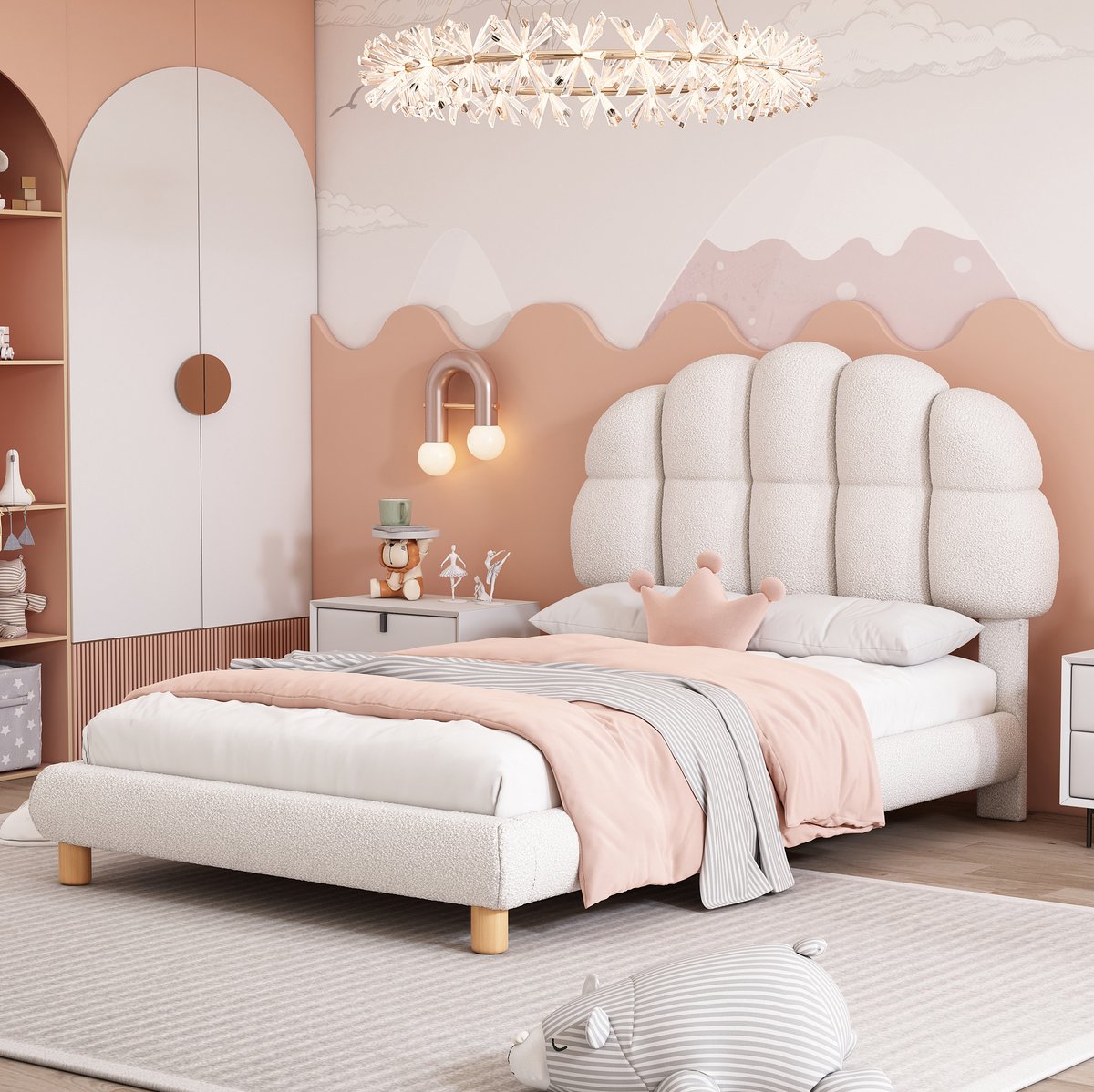 Kinderbed - voor matras 90 x 200 cm - wit - met lattenbodem - afmetingen 98 x 205 x 99 cm - matras niet inbegrepen - voor de slaapkamer
