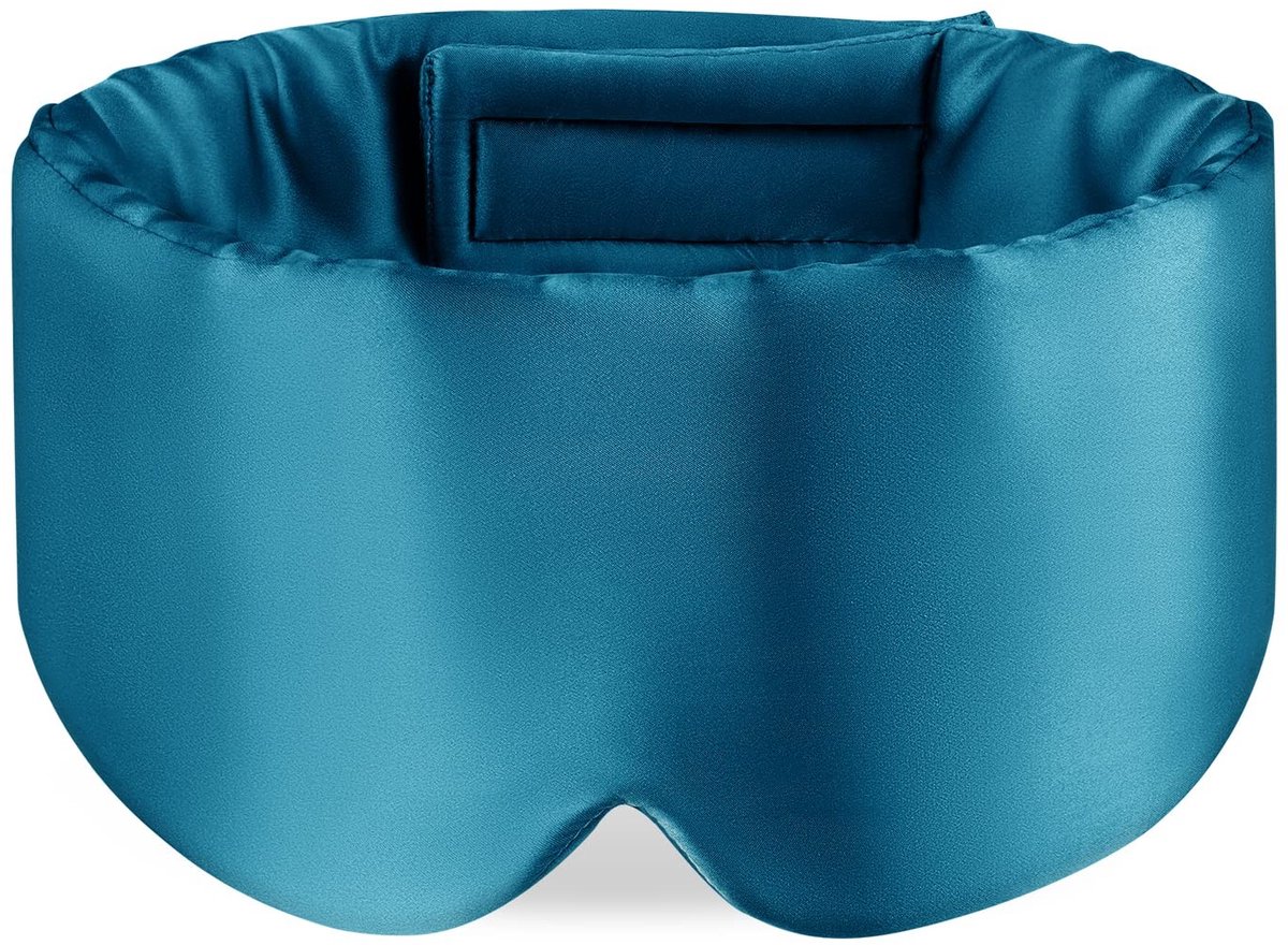 SolidKeus - Aanpasbaar Zijde Slaapmasker voor Volwassenen, Pigeonblauw