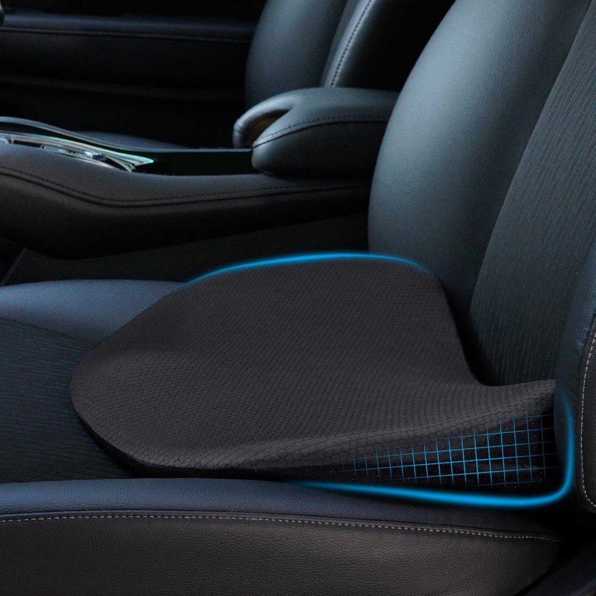 Ergonomisch Zitkussen van Geheugenfoam voor Comfort en Ondersteuning in Auto en Kantoorstoel, Zwart Zitkussen