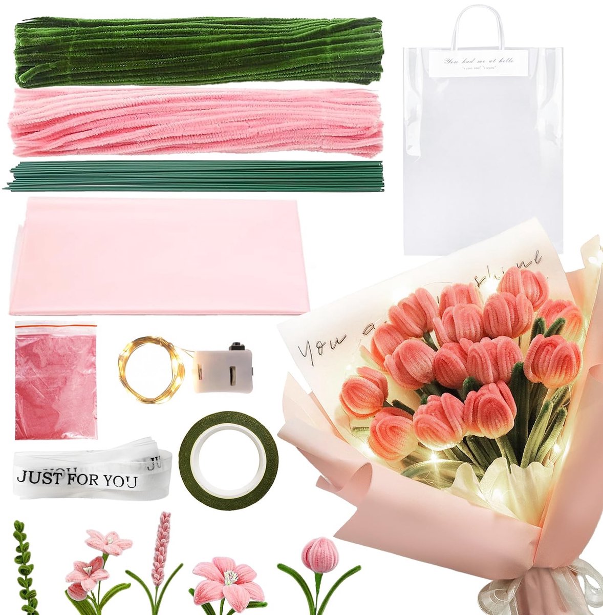Kleurige Pijpenragers voor Creatieve Knutselprojecten, Tulpenboeketten en Decoraties voor Moederdag of Bruiloft