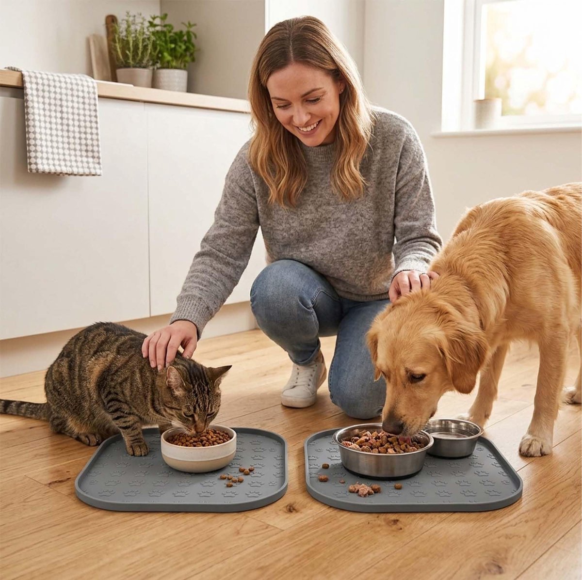 SolidKeus - Set van 2 Waterdichte Antislip Voerbakmatten voor Honden