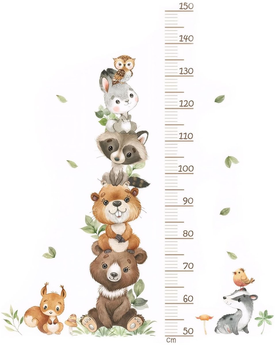 SolidKeus - Meetlat voor Kinderen met Dieren Wanddecoratie