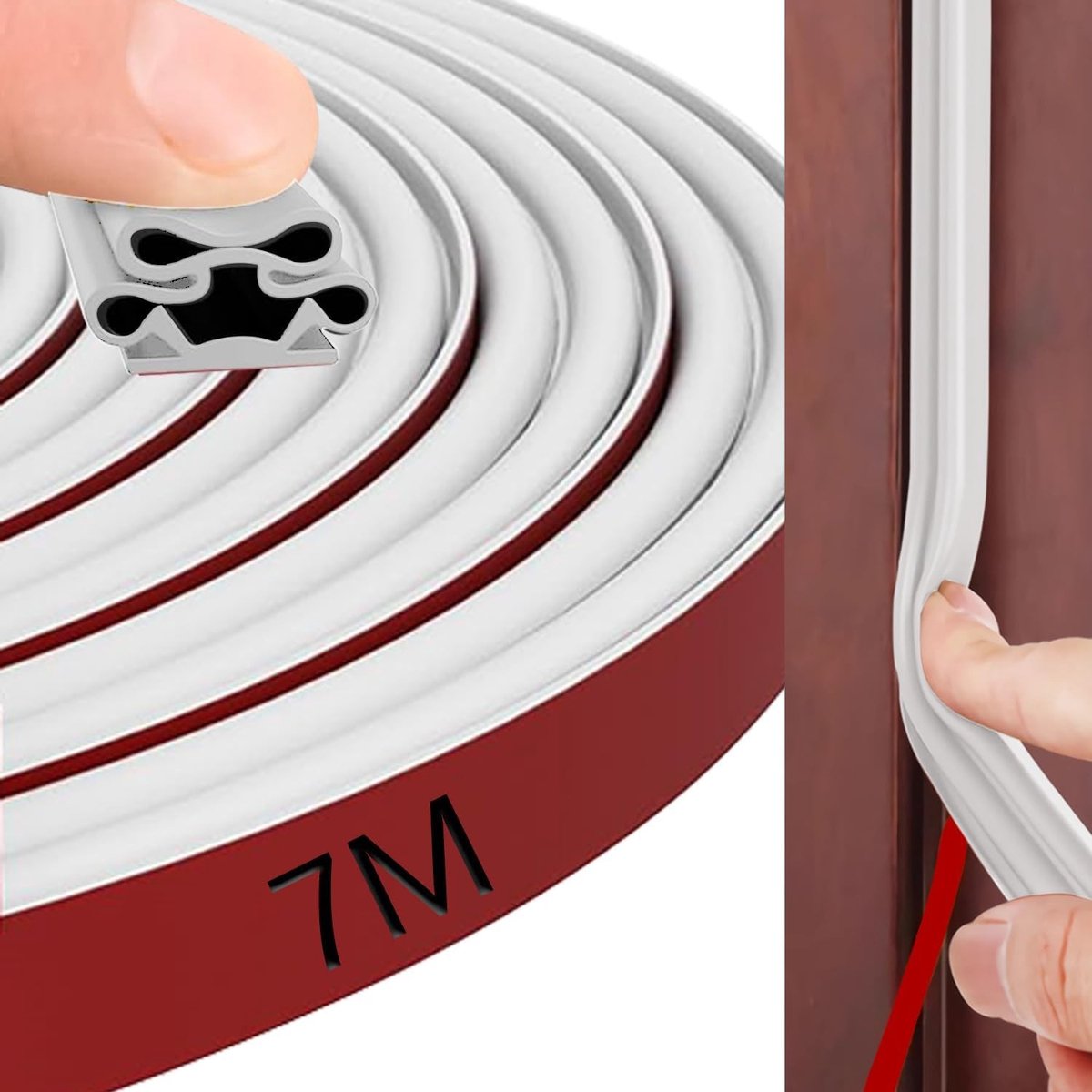 Zelfklevende Raamafdichting 10 mm x 10 mm x 7 m - Isolatie tegen Hitte en Stof, Geluidsdemping en Energiebesparing